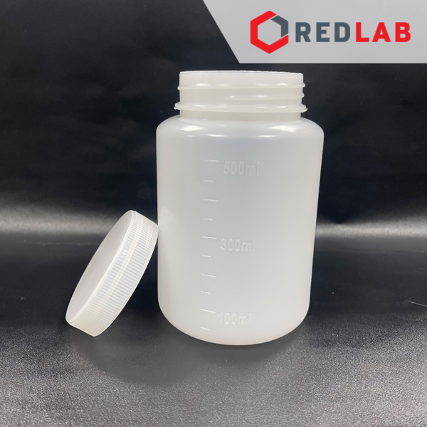Chai nhựa HDPE trắng miệng rộng ONELAB 30ml đến 2.5L, chịu nhiệt độ lạnh -30°C to 70°C, đựng mẫu thí nghiệm, có VAT
