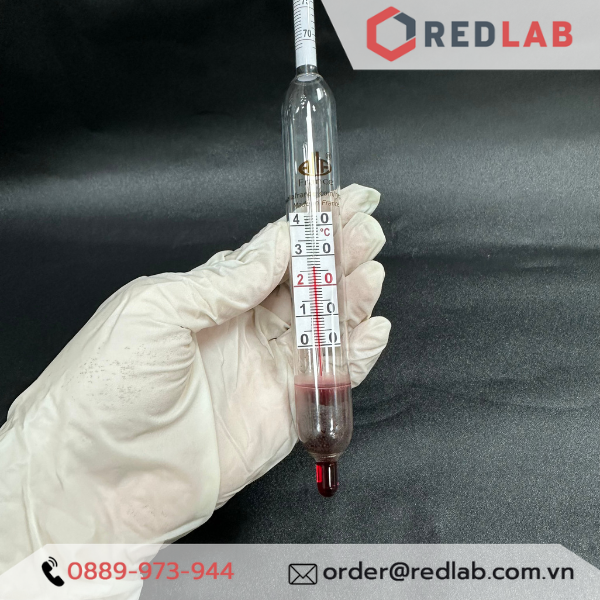 Cồn kế có nhiệt kế 70-100 0.5% Tp 20ºC, 0-40°C : 1°C ALLA 0530TP070/20-QP alcoholometer with thermometer, có VAT