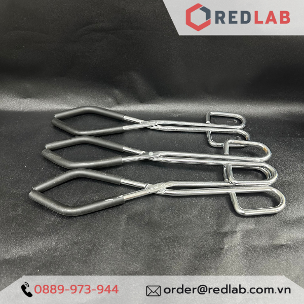 Kẹp cốc đốt ONELAB dài 26cm, khẩu độ 4-11cm, inox bọc nhựa chống trượt, kẹp beaker, chén nung thí nghiệm, có VAT