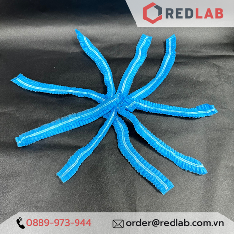 Nón trùm đầu - mũ con sâu vải không dệt màu xanh hãng PT, dùng cho spa, thí nghiệm, nhà máy, có VAT-Redlab