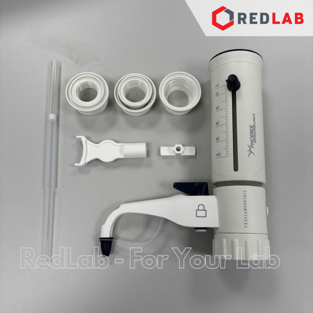 Dispenser Pro có khoá lock PHOENIX Instrument 0.5-5 1-10 2.5-25 5-50 10-100 ml, bơm định lượng và phân phối mẫu, có VAT