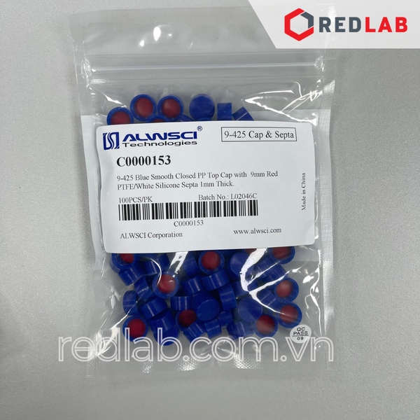 [Gói 100 cái] Nắp septa không rãnh / septa xẻ rãnh / kín ALWSCI cho chai vial 2ml 9-425 ren vặn, dùng cho sắc ký HPLC, có VAT