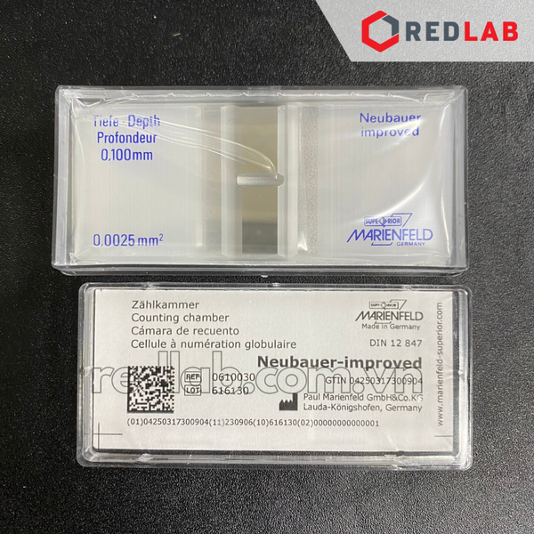 Buồng đếm tế bào thủy tinh Neubauer improved (cải tiến) tráng bạc (bright line) MARIENFELD Đức 0610030, có VAT