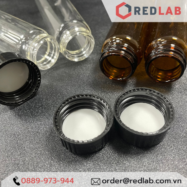 [Bán lẻ] MEMBRANE SOLUTIONS Chai thủy tinh vial 20ML 40ML trắng / nâu + Nắp vặn kín 24-400 septa 1.5mm, có VAT