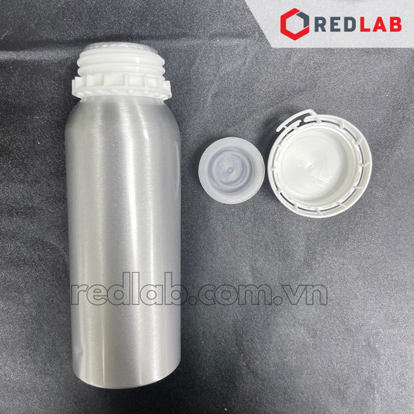 Chai nhôm 50 100 250 500 1000 ml, 99.7% nhôm, nắp khóa nhựa trắng, nắp đệm hạn chế bay hơi, có VAT