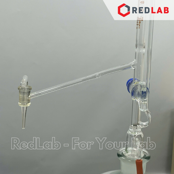 Buret tự động trắng STCK khoá thuỷ tinh SIMAX Class AS 10 25 50 ml, gồm bình chứa 2L và quả bóp, có VAT