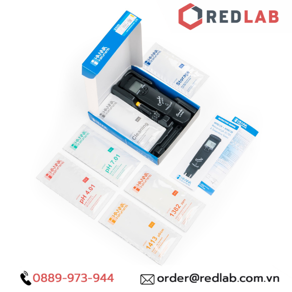 Bút đo pH/Độ dẫn /TDS/Nhiệt Độ (Thang Thấp) Hanna HI98129, giá tốt, có VAT