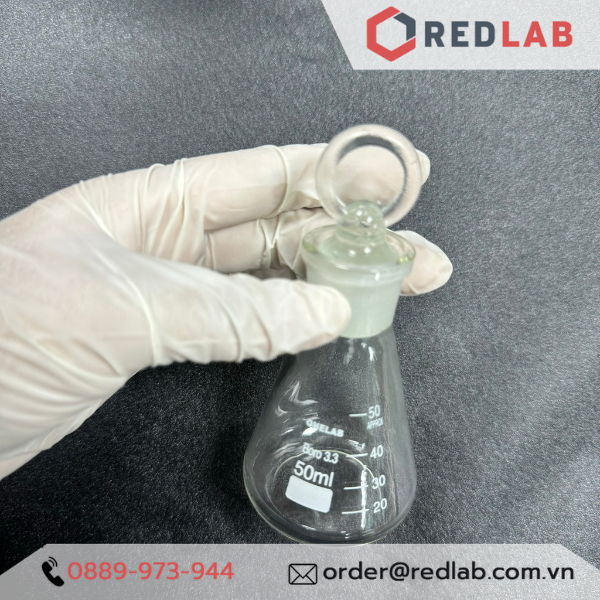 Bình tam giác có nút ONELAB 50 100 250 500 1000ml, erlen cổ nhám, nắp mài thuỷ tinh, đựng mẫu thí nghiệm, có VAT