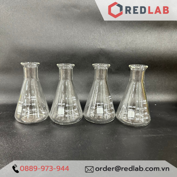 Bình tam giác thủy tinh miệng hẹp 100ml ONELAB – Bình erlen miệng hẹp