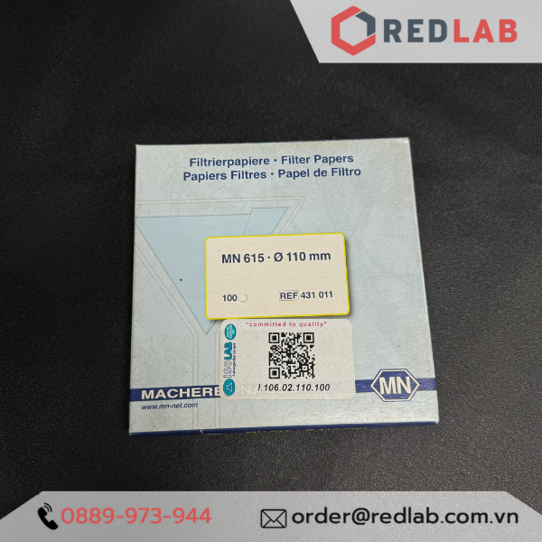 Giấy lọc định tính MN 110mm ISOLAB 106.02.110 Grade 1, tốc độ trung bình, hộp 100 tờ, có VAT
