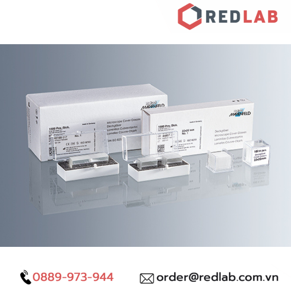 Lamen phiến kính MARIENFELD Đức cover glass 15x15 18x18 20x20 22x22 24x24 22x40 24x40 24x50 24x60 mm (hộp 100 cái) có VAT