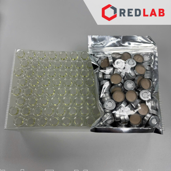 Chai vial 20ml trắng, miệng phẳng 75.5x22.5mm ALAIN dùng nắp bấm nhôm, trong sắc ký, mua chai và nắp riêng, có VAT