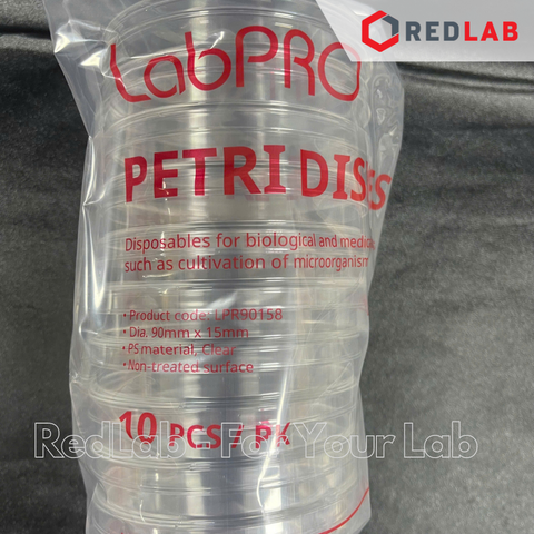 [Gói 10 cái Tiệt trùng] Đĩa Petri nhựa 90x15mm LPR90158 hãng LabPRO Thụy Sỹ, nặng 16g, chiếu xạ chuẩn ISO 11137, có VAT