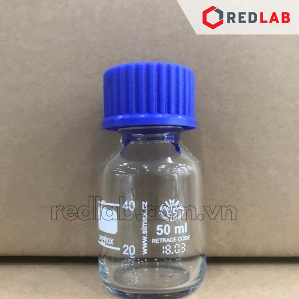 Chai trung tính trắng SIMAX Class A 50 100 150 250 500 ml, 1 2 5 10 20 L nắp vặn PP xanh GL 32 45, có VAT