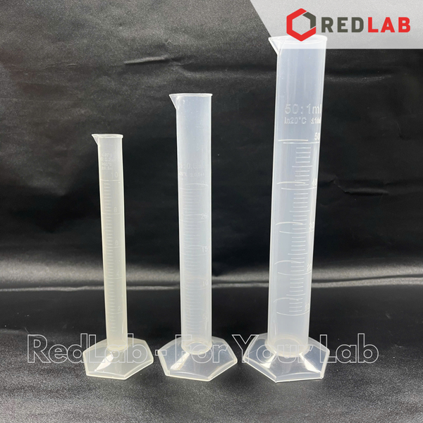 Ống đong nhựa PP vạch nổi trắng ONELAB 10 25 50 100 250 500 1000 2000 ml, đáy lục giác, chịu nhiệt, có VAT