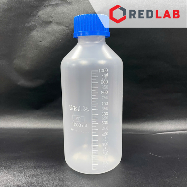 Chai nhựa PP trắng miệng rộng WISD 100 250 500 1000 2000 ml - nắp vặn xanh GL32 GL 45, chịu nhiệt, vạch nổi, có VAT