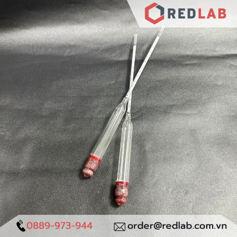 Tỷ trọng kế thuỷ tinh 1.100 - 1.200 : 0.001 g/ml Tp 20°C hãng Alla - Pháp-Redlab