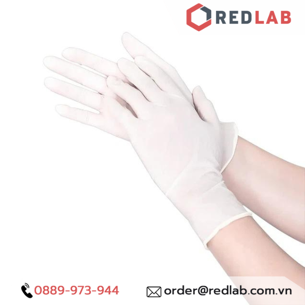  Bản lẻ Găng tay latex có bột PA Gloves (Malaysia), dùng cho phòng thí nghiệm, y tế 