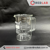  Cốc thuỷ tinh có tay cầm 250ml 500ml BIOHALL Germany - beaker có quai, chia vạch trắng, có VAT 