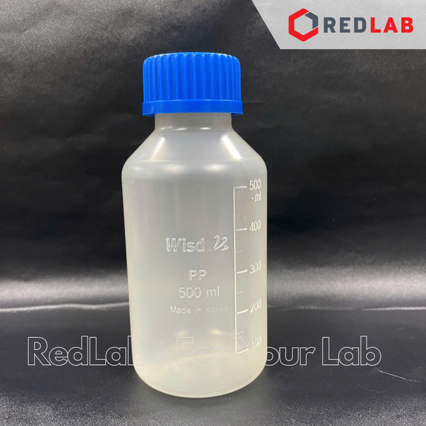 Chai nhựa PP trắng miệng rộng WISD 100 250 500 1000 2000 ml - nắp vặn xanh GL32 GL 45, chịu nhiệt, vạch nổi, có VAT