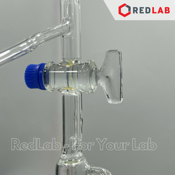 Buret tự động trắng STCK khoá thuỷ tinh SIMAX Class AS 10 25 50 ml, gồm bình chứa 2L và quả bóp, có VAT