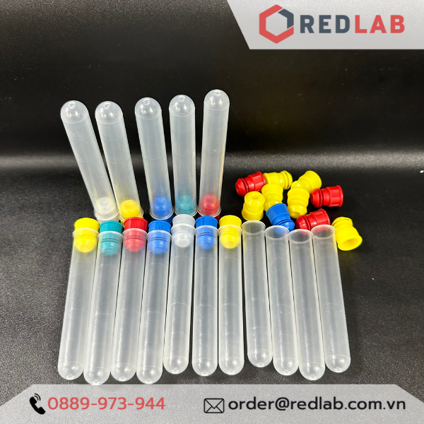 Ống nghiệm nhựa PP có nút ISOLAB 12x75mm, 16x100mm đáy tròn, có VAT