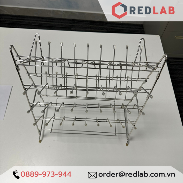Giá phơi dụng cụ thí nghiệm inox 2 mặt Việt Nam, có thể tháo lắp, sử dụng được 2 mặt nhiều vị trí, có VAT