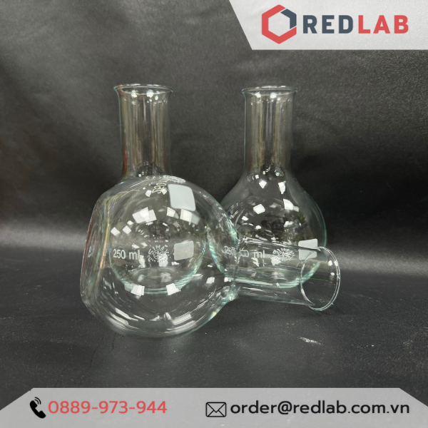 Bình cầu thủy tinh đáy bằng miệng hẹp SIMAX Class A 50 100 250 500 1000 ml, có VAT