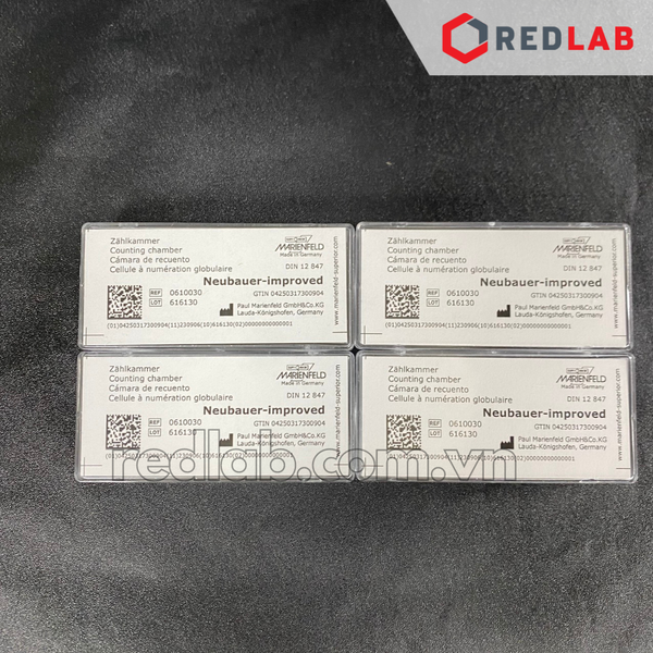 Buồng đếm tế bào thủy tinh Neubauer improved (cải tiến) tráng bạc (bright line) MARIENFELD Đức 0610030, có VAT