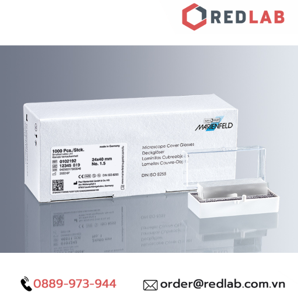 Lamen phiến kính MARIENFELD Đức cover glass 15x15 18x18 20x20 22x22 24x24 22x40 24x40 24x50 24x60 mm (hộp 100 cái) có VAT
