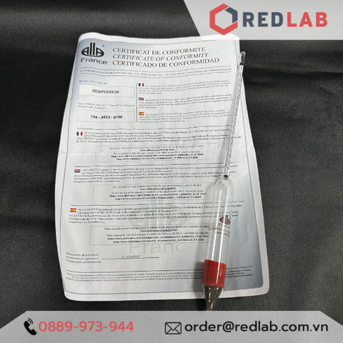 Cồn kế 35-70 : 0.5% vol Tp 20ºC hãng Alla - Pháp -Redlab