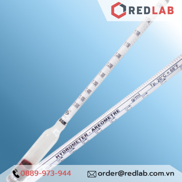 Tỷ trọng kế 1.000-1.500 : 0.005 g/ml Tp 20°C ALLA 3050FG100/20-QP hydrometer, có VAT