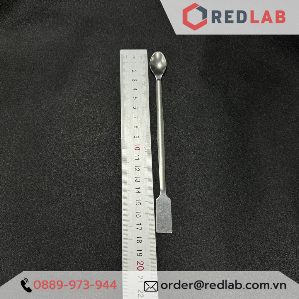 Thìa xúc hóa chất 1 đầu dẹt 1 đầu tròn inox ONELAB 15 17.5 20 23 cm, thìa cân, muỗng múc mẫu thí nghiệm, có VAT