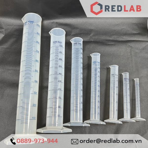 Ống đong nhựa PP in vạch xanh ONELAB 10 25 50 100 250 500 1000 2000 ml, đáy lục giác, chịu nhiệt, có VAT