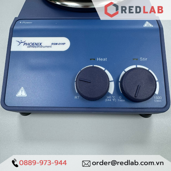 Máy khuấy từ gia nhiệt PHOENIX Instrument RSM-01HP, tốc độ 1500 rpm, nhiệt độ 340 °C, đĩa Ø 135mm, có VAT