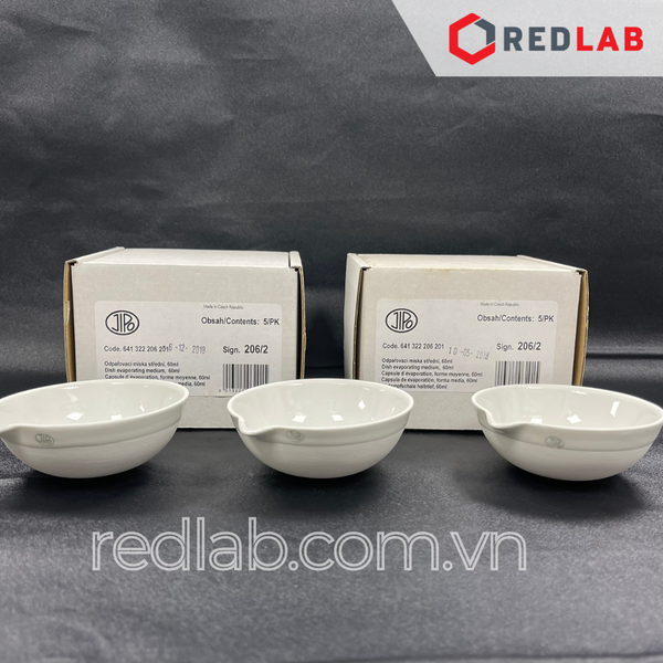 Bát sứ có mỏ đáy tròn JIPO Czech 60 107 140 232 ml, Porcelain Evaporating dish, có VAT
