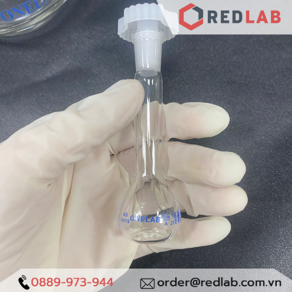 Bình định mức trắng nút nhựa ONELAB 10 20 25 50 100 200 250 500 1000 2000 ml, dùng định mức mẫu thí nghiệm, có VAT