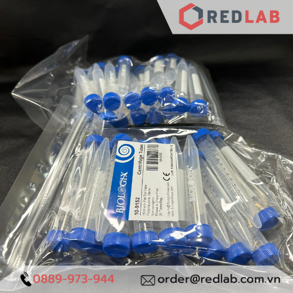 Ống ly tâm nhựa, falcon tiệt trùng 15ml 50ml nắp vặn xanh BIOLOGIX Centrifuge Tube (gói 25 cái), có VAT
