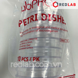 [Gói 10 cái Tiệt trùng] Đĩa Petri nhựa 90x15mm LPR90136 hãng LabPRO Thụy Sỹ, nặng 13g, chiếu xạ chuẩn ISO 11137, có VAT