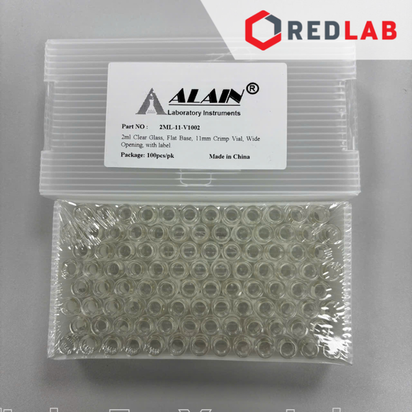 Chai vial 2ml trắng / nâu miệng 11mm hãng ALAIN dùng nắp bấm nhôm, trong sắc ký HPLC, mua chai và nắp riêng, có VAT