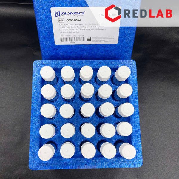 [Hộp 25 cái] Ống nghiệm COD 10ML 16x100mm nắp vặn kín 15-415 PP trắng ALWSCI C0002064 septa 1.5mm PTFE / silicon, có VAT