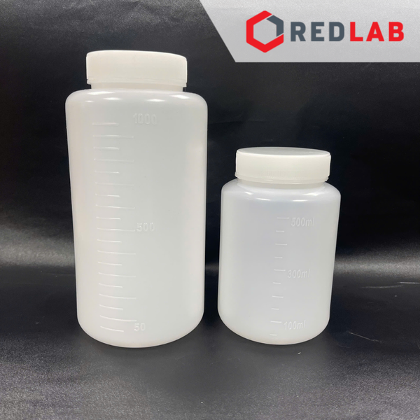 Chai nhựa HDPE trắng miệng rộng ONELAB 30ml đến 2.5L, chịu nhiệt độ lạnh -30°C to 70°C, đựng mẫu thí nghiệm, có VAT