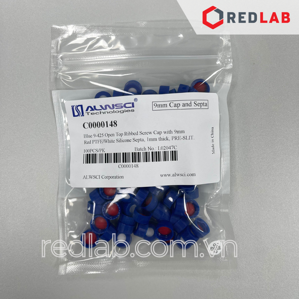 [Gói 100 cái] Nắp septa không rãnh / septa xẻ rãnh / kín ALWSCI cho chai vial 2ml 9-425 ren vặn, dùng cho sắc ký HPLC, có VAT