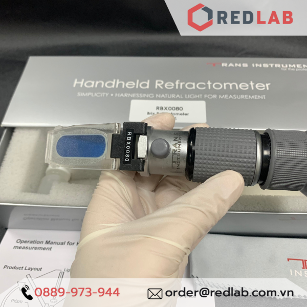 Khúc xạ kế đo độ ngọt 0 - 80% Brix Trans Instruments - Singapore RBX0080 đo độ đường dung dịch, trái cây, có VAT