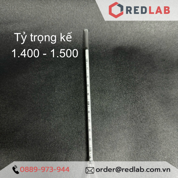 Tỷ trọng kế 1.400-1.500 : 0.001 g/ml Tp 20°C hãng Alla, Hydrometer code 3010FG140/20-qp, có VAT