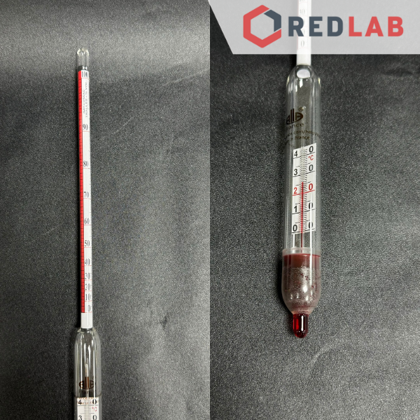 Cồn kế có nhiệt kế 0-100 : 1% Tp 20ºC, 0-40°C : 1°C ALLA 0500TP000/20-QP alcoholometer with thermometer, có VAT