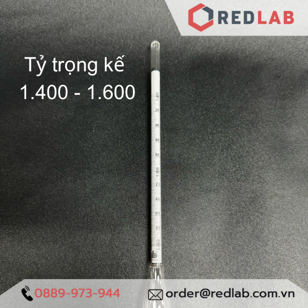 Tỷ trọng kế 1.400-1.600: 0.002g/ml TP 20°C hãng Alla, Hydrometer code 3020FG140/20-QP, có VAT