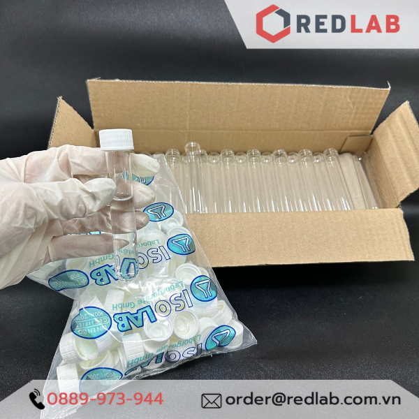 Ống nghiệm thuỷ tinh ISOLAB 16x100mm 16x160mm nắp vặn nhựa PP trắng, có VAT