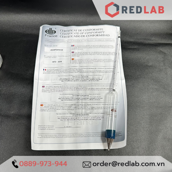 Cồn kế 70-100 : 0.5% Tp 20°C ALLA 0530FC070/20-QP alcoholometer, có VAT