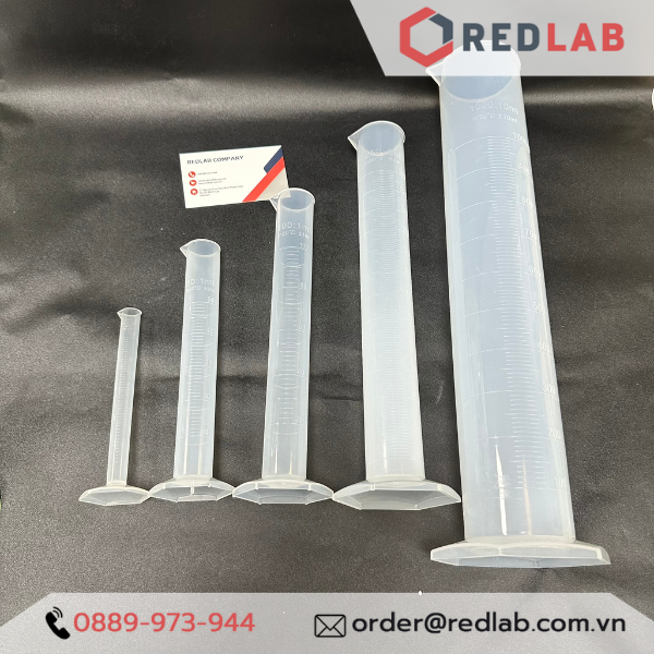 Ống đong nhựa PP vạch nổi trắng ONELAB 10 25 50 100 250 500 1000 2000 ml, đáy lục giác, chịu nhiệt, có VAT
